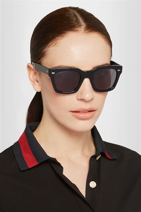 gucci square acetate sunglasses black